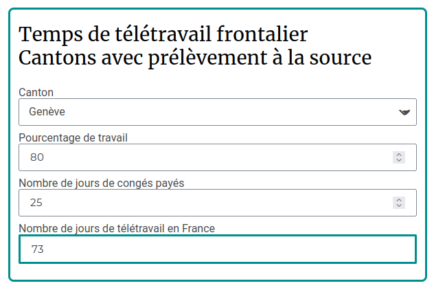 Calculateur télétravail frontalier