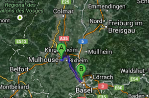 Plan d'accès de Colmar / Mulhouse à la MEF